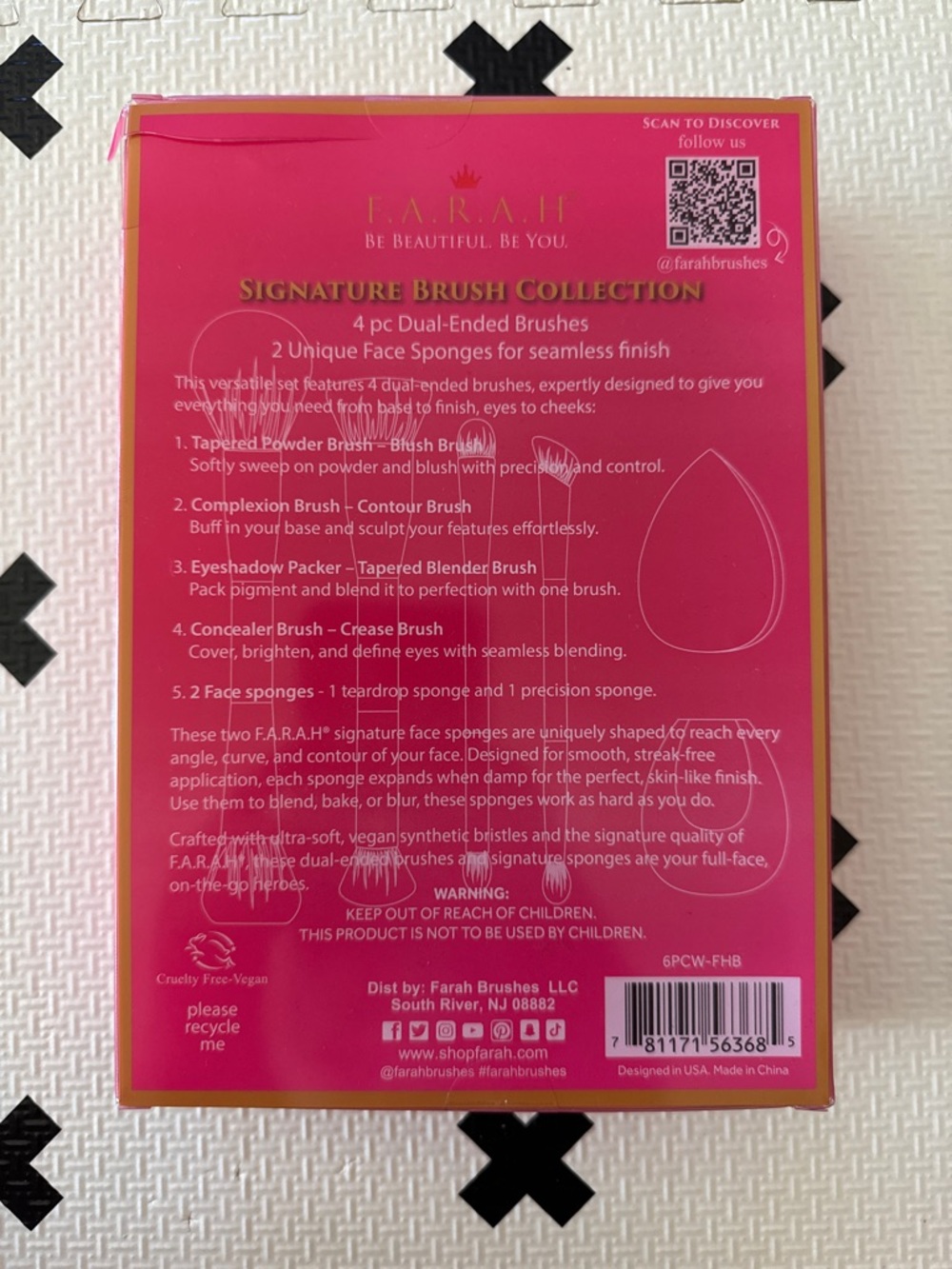 F.A.R.A.H. Pink 6pc Signature Brush & Sponge Set - Picture 2 of 3